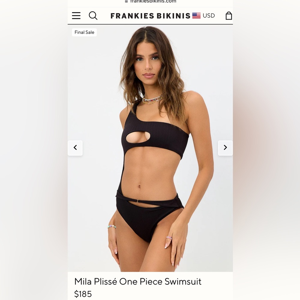 mila plisse frankies bikinis black new with tags size medium